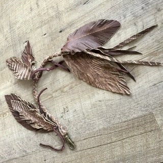 Handmade leather feather bag charm — hedgecomber's handmade